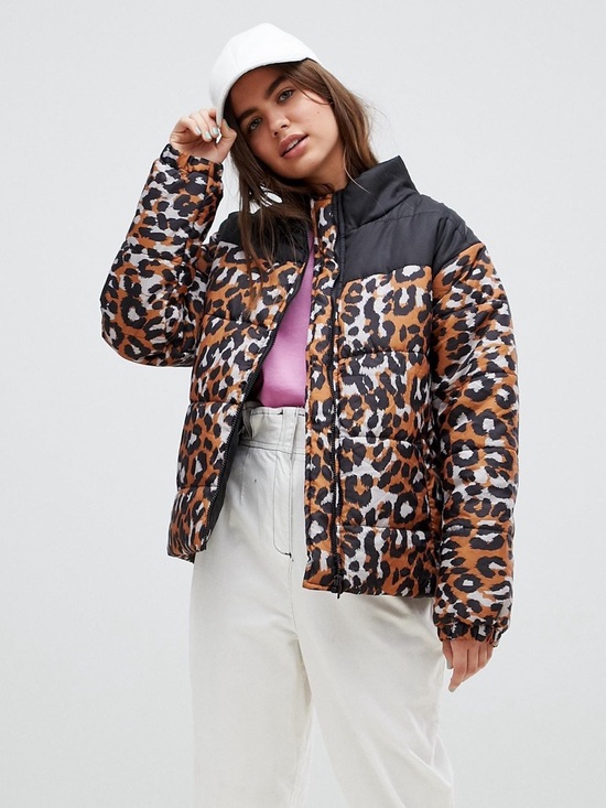 Daisy Street Jackets & Blazers - Daisy Street Leopard Print Puffer Jacket, Brown, 10